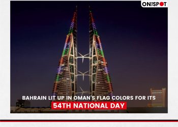 Bahrain  lit up in Oman’s flag colors to mark the Sultanate’s 54th National Day